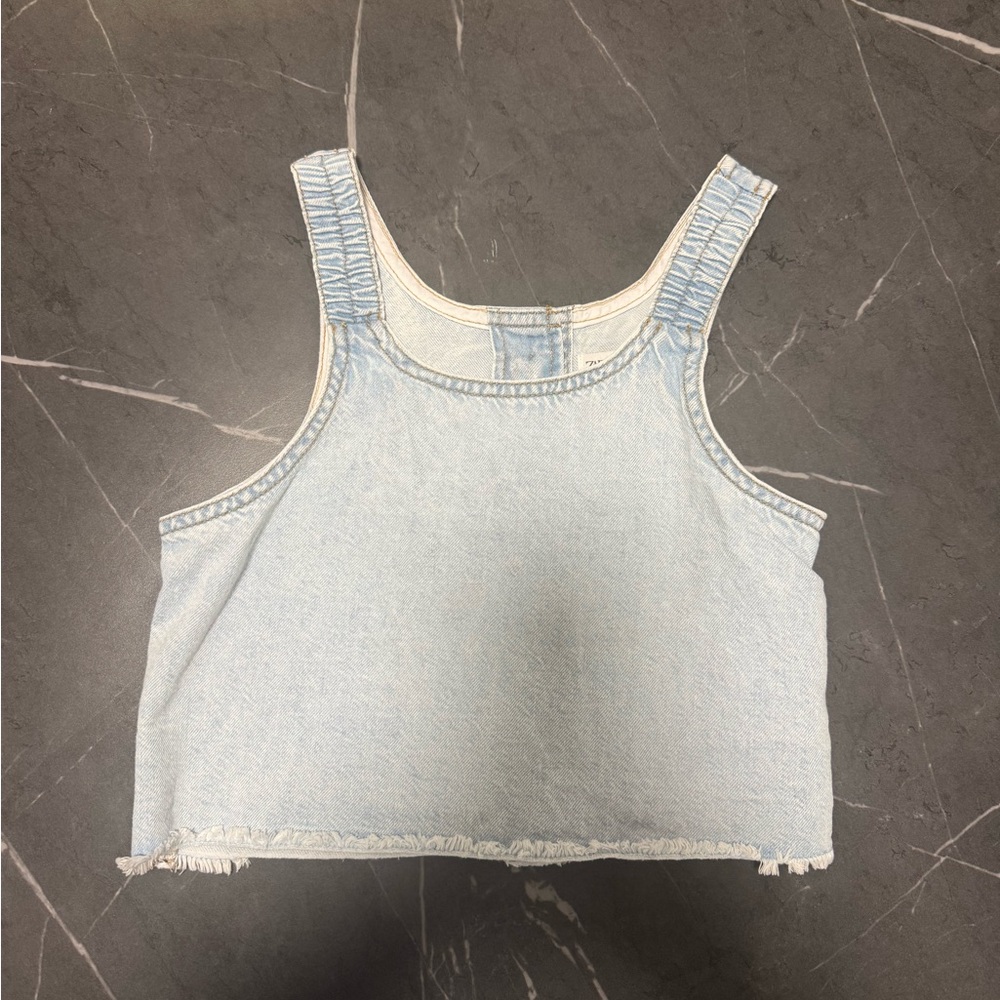 Zara Light Blue Denim Crop Top